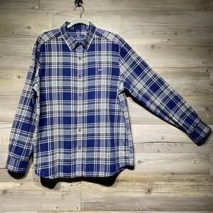 Vineyard Vines Classic Fit Whale Flannel Shirt Mens Large Blue Plaid Button Down